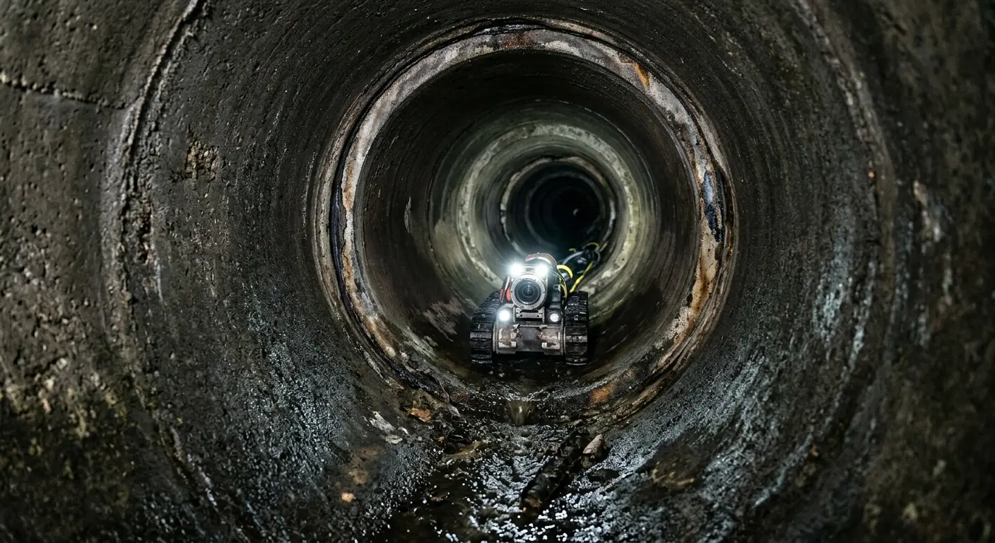 Robotic sewer camera inspecting pipe interior for Drain Snake Service in Cumming